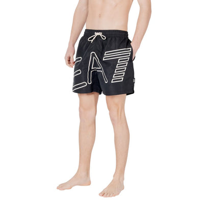 Black Polyester Swim Shorts