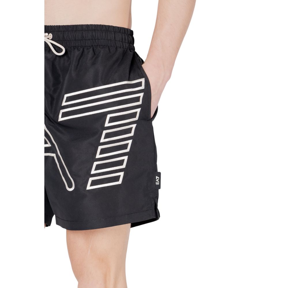 Black Polyester Swim Shorts