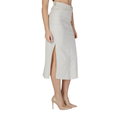 Cream Cotton Long Skirt