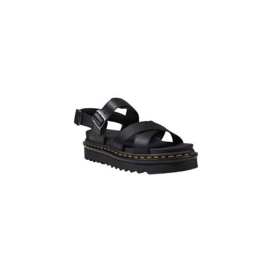 Black Leather Flat Sandals