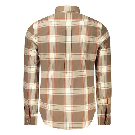 Brown Cotton Men Shirt