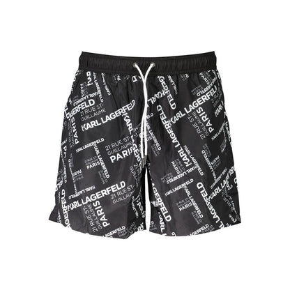 Black Polyester Men's Swim Trunk
