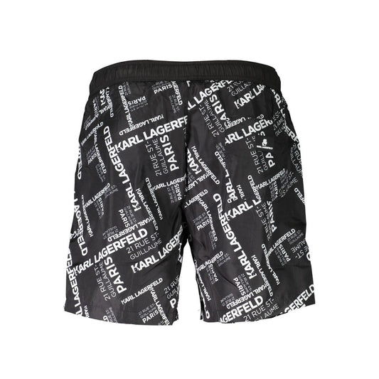 Black Polyester Men's Swim Trunk