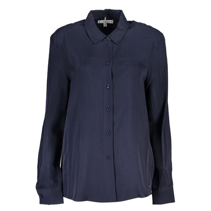 Blue Viscose Women Shirt