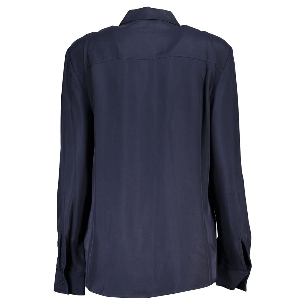 Blue Viscose Women Shirt