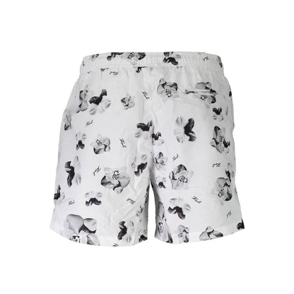 White Polyester Men's Swim Boxer