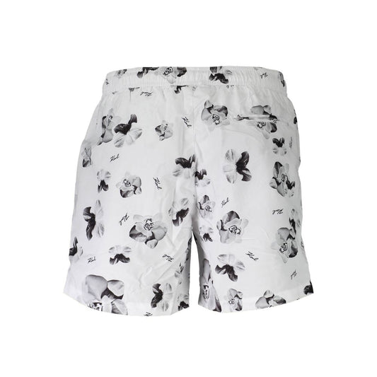 White Polyester Men's Swim Boxer