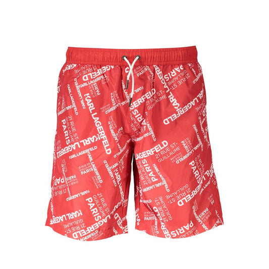 Red Polyester Men's Swim Trunk