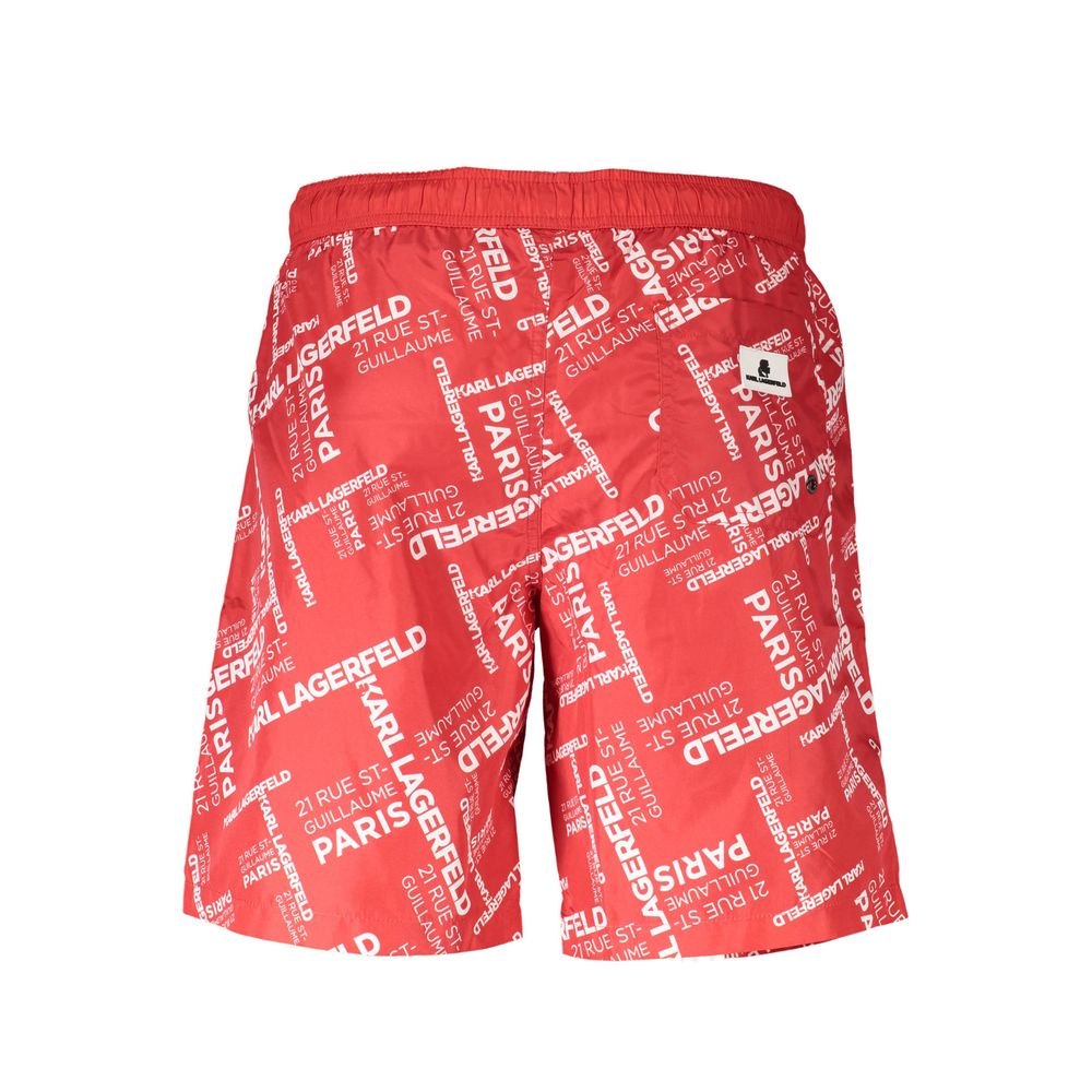 Red Polyester Men's Swim Trunk
