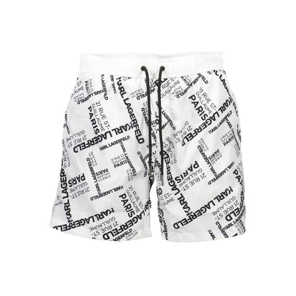 White Polyester Men's Swim Boxer