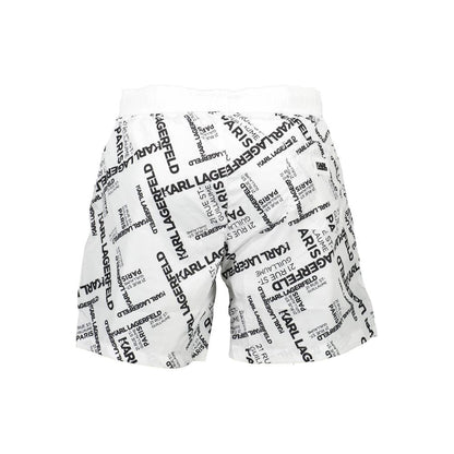 White Polyester Men's Swim Boxer