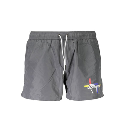 Grigio Polyester Men Swim Boxer
