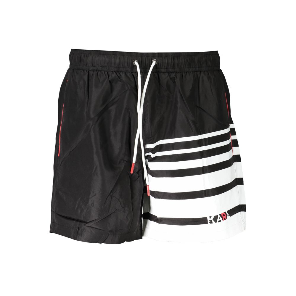 Black Polyester Men's Swim Boxer