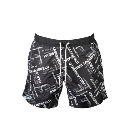 Black Polyester Men's Swim Boxer