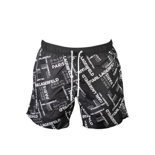 Black Polyester Men's Swim Boxer