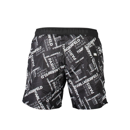 Black Polyester Men's Swim Boxer