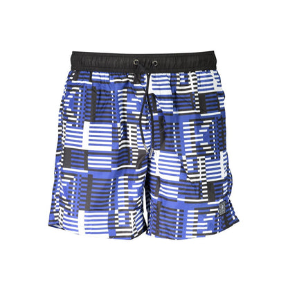 Blue Polyester Men's Swim Boxer