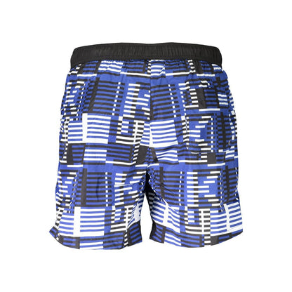 Blue Polyester Men's Swim Boxer