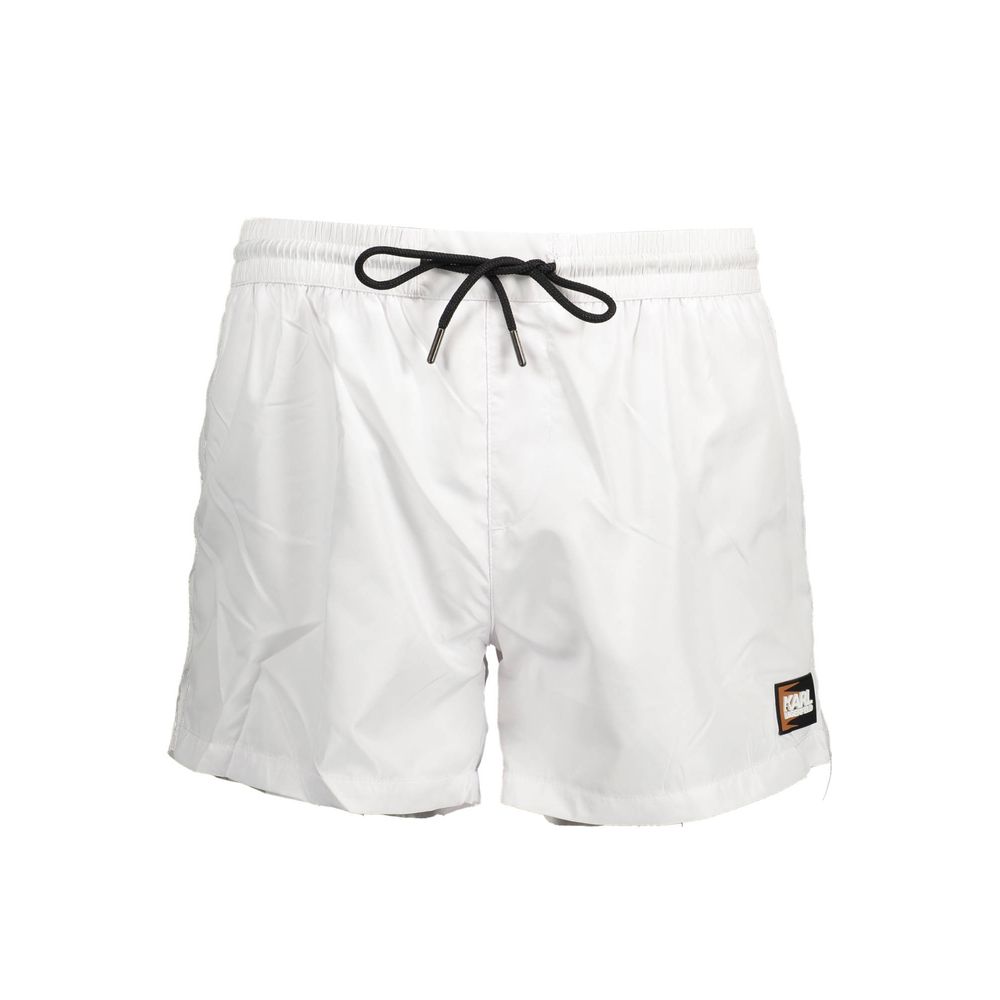White Polyester Men's Swim Boxer