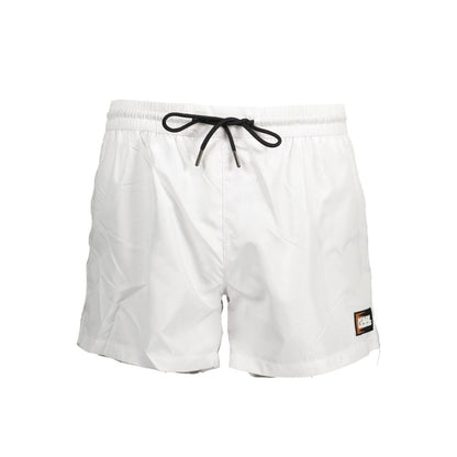 White Polyester Men's Swim Boxer