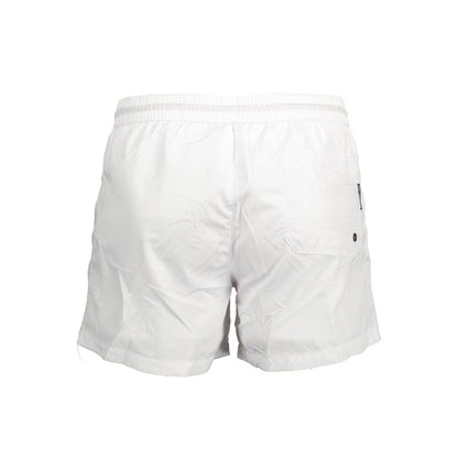 White Polyester Men's Swim Boxer
