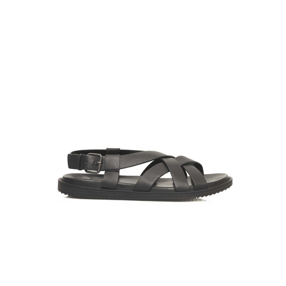 Black Leather Men Sandal