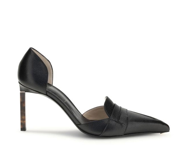 Black Leather High Heel Pumps