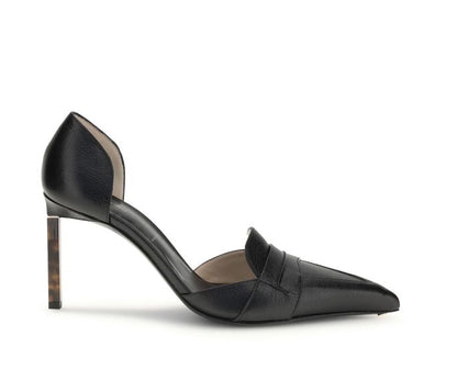 Black Leather High Heel Pumps