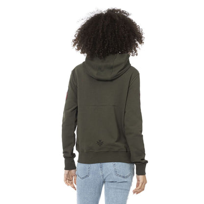 Green Cotton Women Hoodie