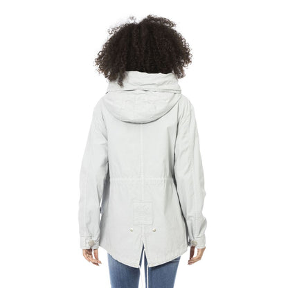 Silver Cotton Women Parka Jacket