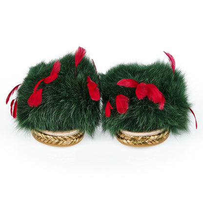 Green Lamb Leather Women Sandal