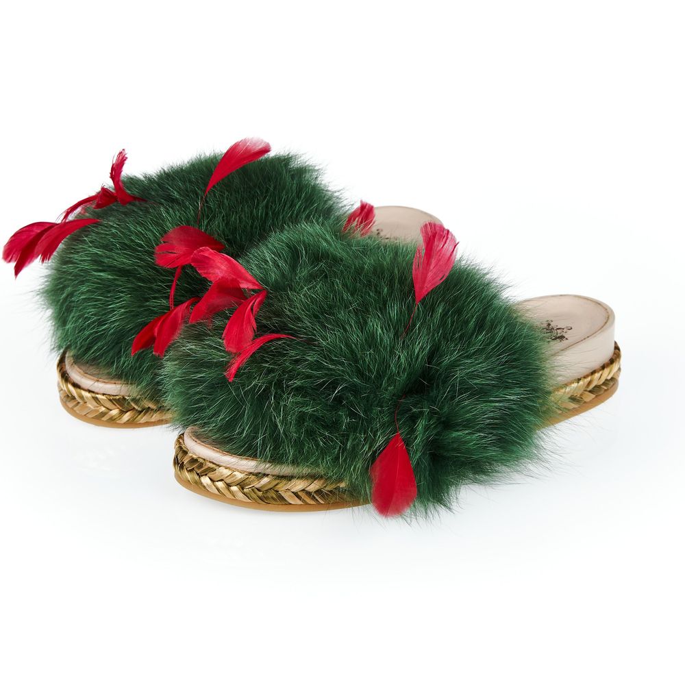 Green Lamb Leather Women Sandal