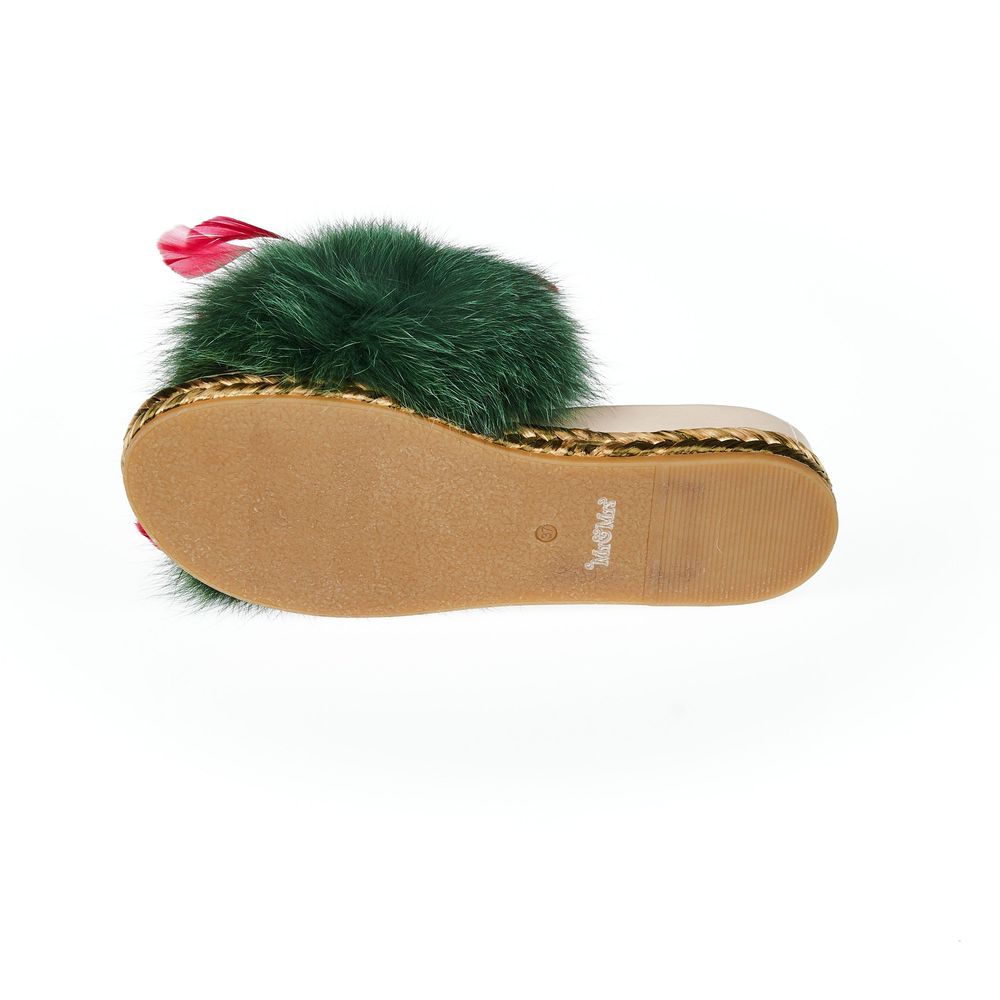 Green Lamb Leather Women Sandal