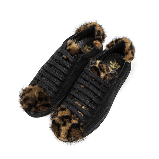 Black Leather Women Sneaker