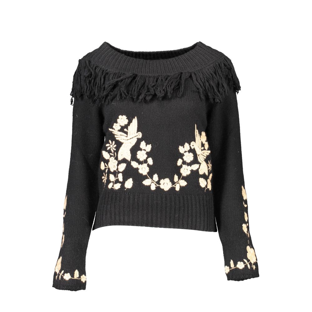 Black Viscose Women Sweater