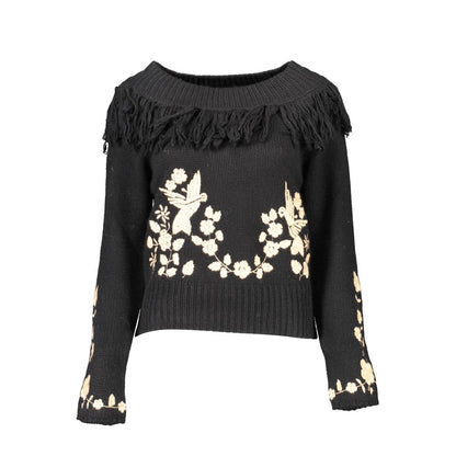 Black Viscose Women Sweater