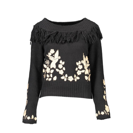 Black Viscose Women Sweater