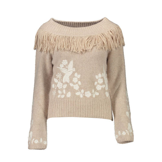 Beige Viscose Women's Sweater