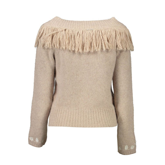Beige Viscose Women's Sweater