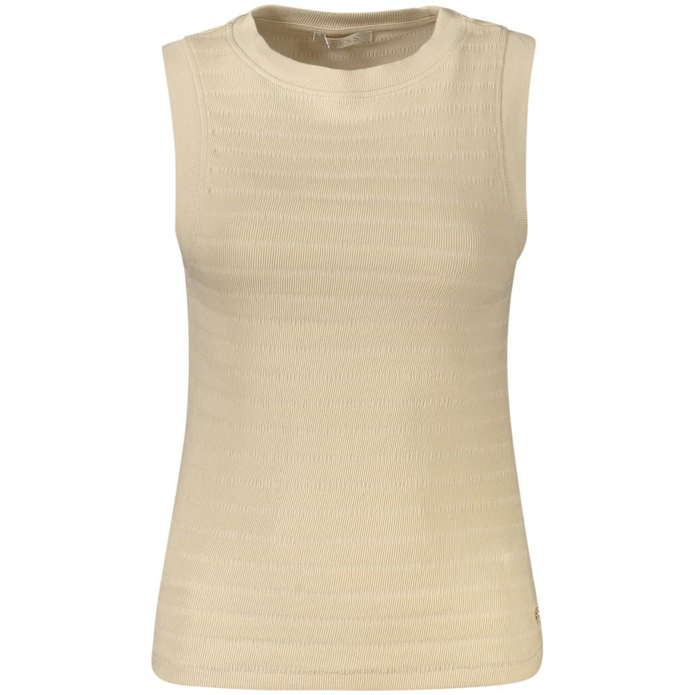 Beige Cotton Women Tank Top