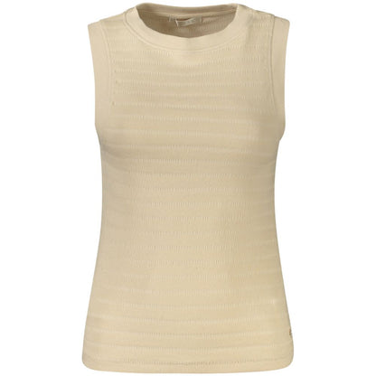 Beige Cotton Women Tank Top