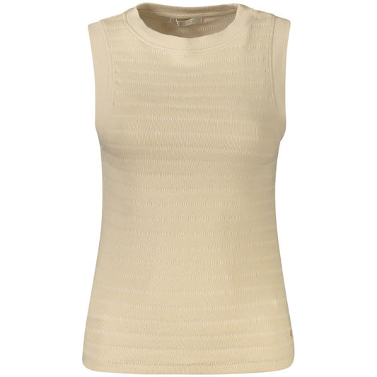 Beige Cotton Women Tank Top