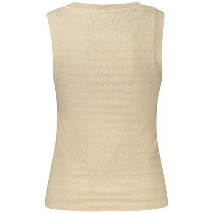 Beige Cotton Women Tank Top