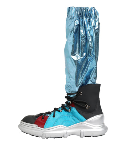 Blue Lace Up Over The Knee Socks Men Boots Shoes