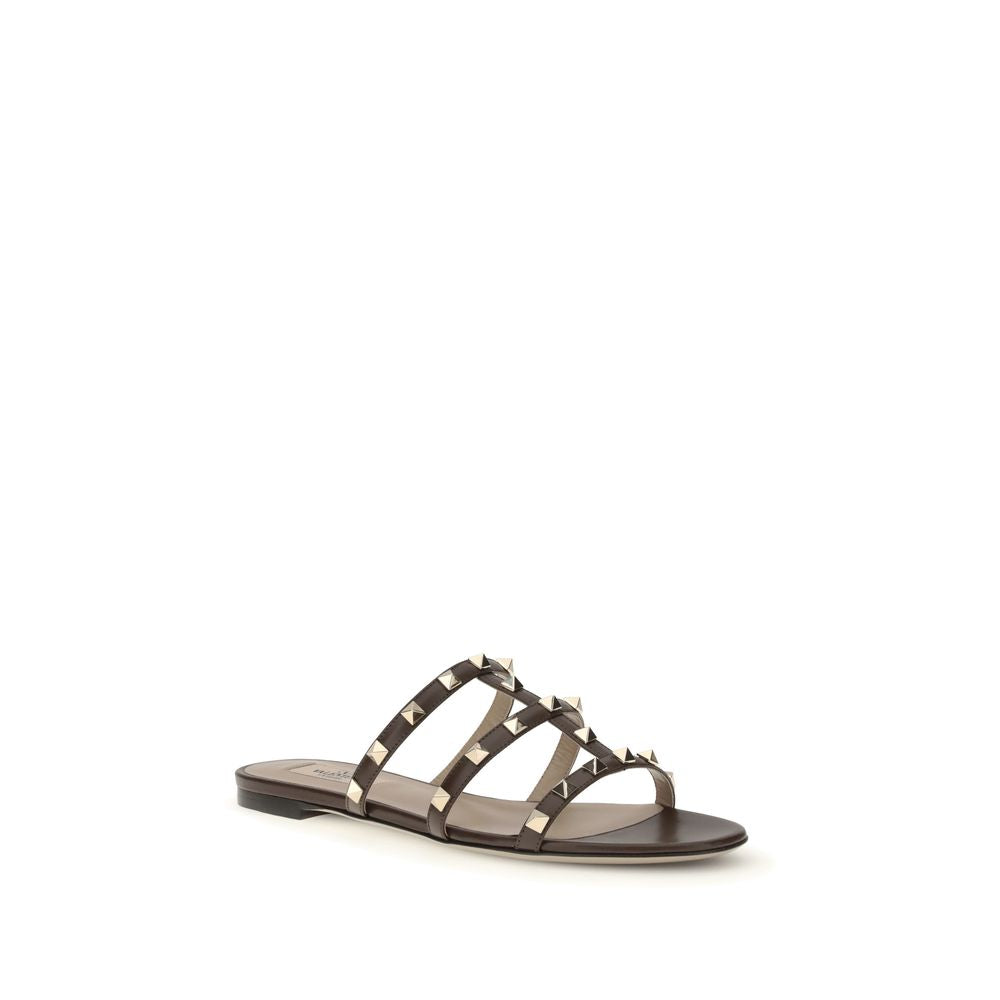 Brown Calf Leather Bos Taurus Flat Sandals