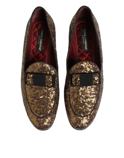 Gold Sequined Slip On Loafers Men Dress Shoes