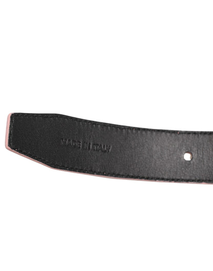 Pink Leather Perforated Detailing Buckle Belt