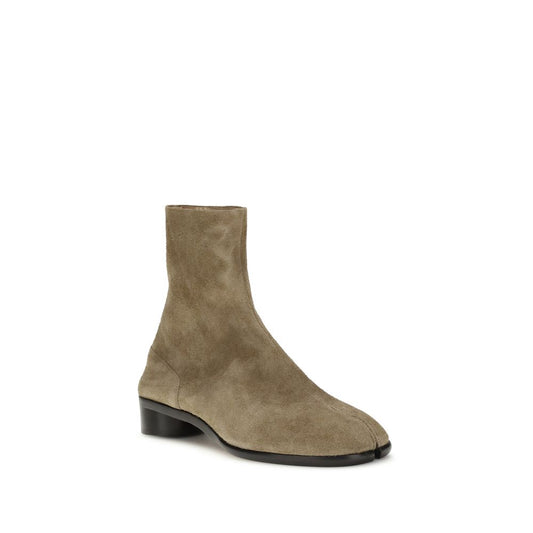 Beige Leather Ankle Boots