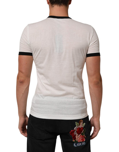 White Sacred Heart Cotton Crew Neck T-shirt