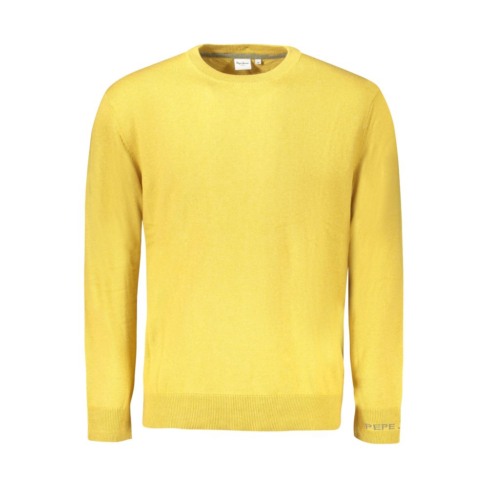 Yellow Cotton Men Sweater